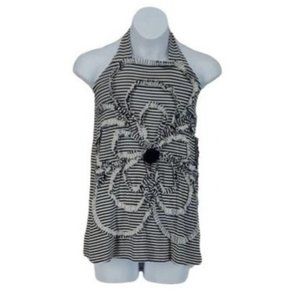 Halabaloo Girls Navy Blue White Floral Striped Halter Dress Size Small‎ 5